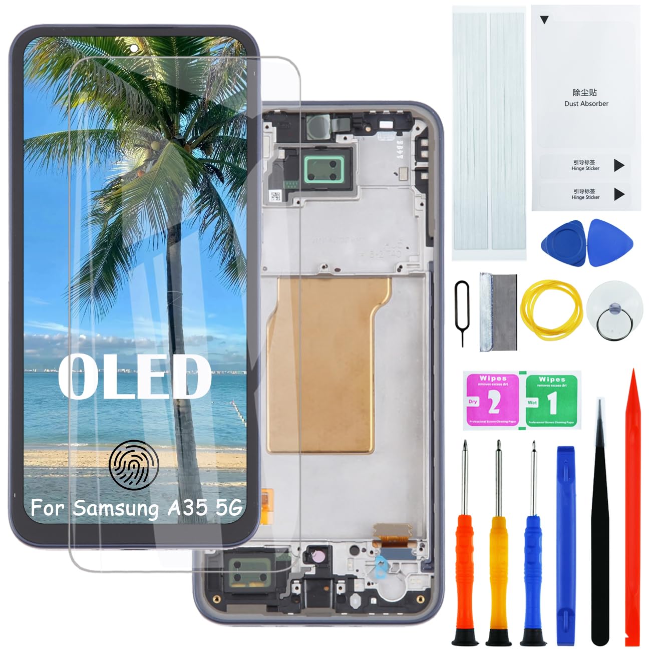 Écran d'affichage pour Samsung A35 5G OLED Noir avec Cadre