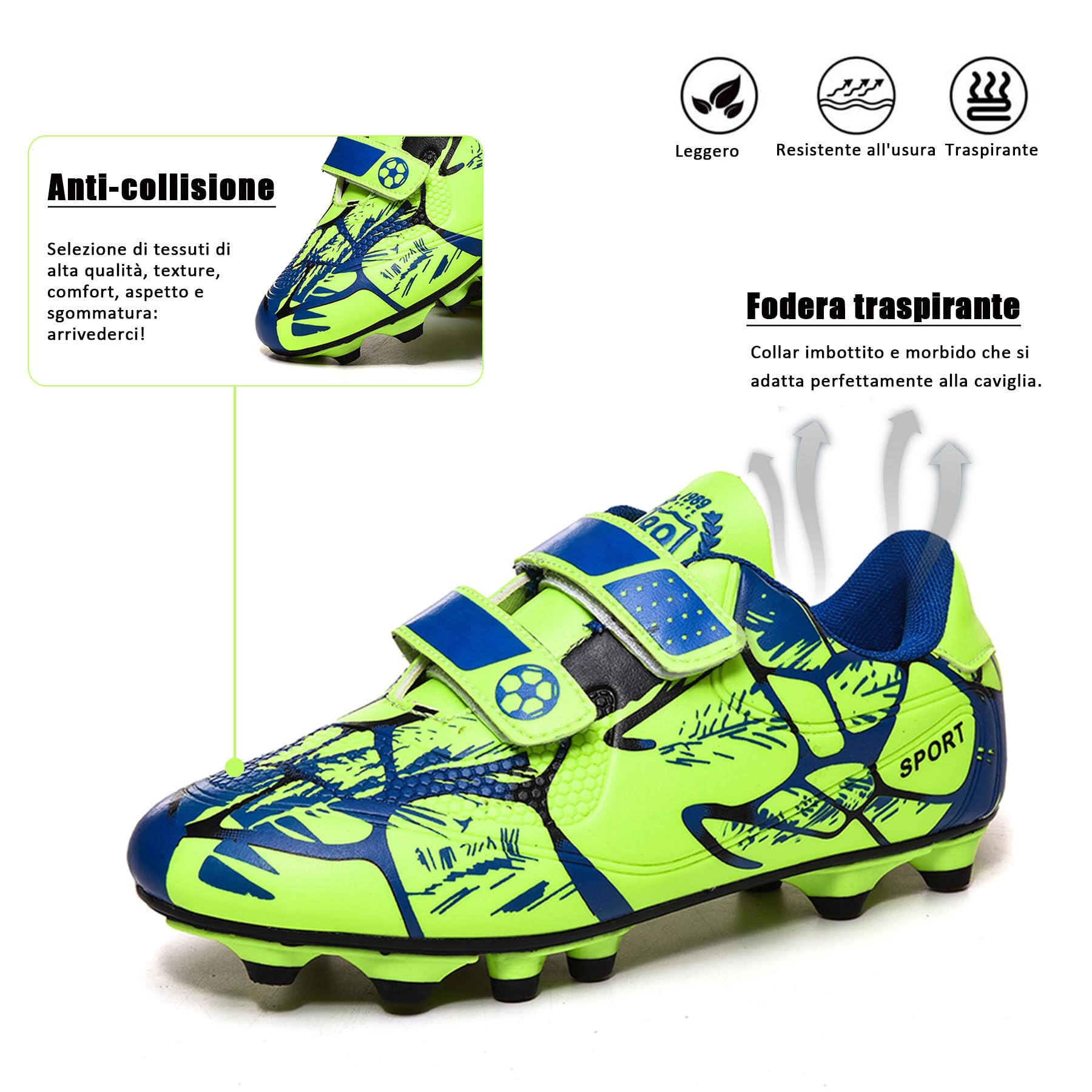 BAODLE Scarpe da Calcio Ragazzi FG/AG Professionale All'aperto Calcio da Scarpe Ragazzo TF Allenamento Bambini Teenage Spike