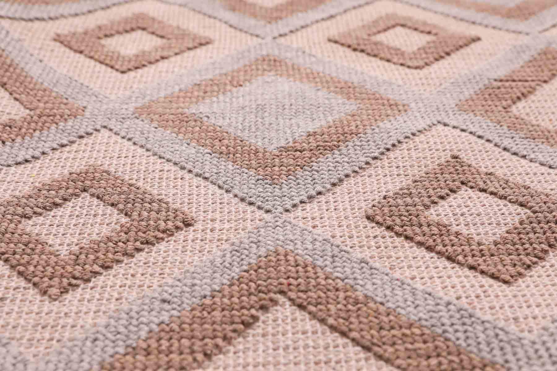 Tappeto a forma di sarda, 120 x 180 cm, in cotone riciclato, per bagno, cucina, soggiorno, camera da letto, cucina, modello Baklava (Grigio/Beige, 120 x 180 cm)