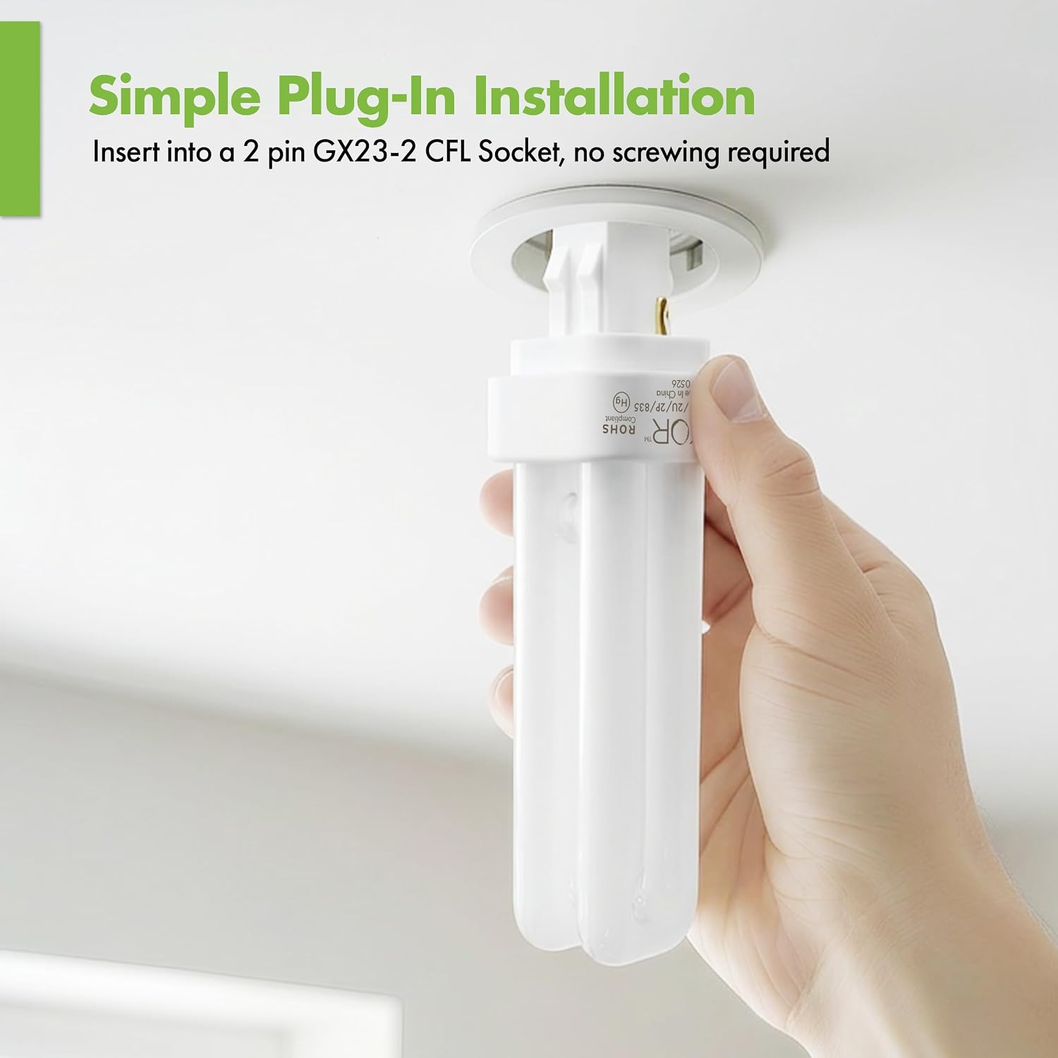 KOR 4-Pack 13W Double Tube CFL Light Bulbs, GX23-2 2-Pin Base, 3500K image 5