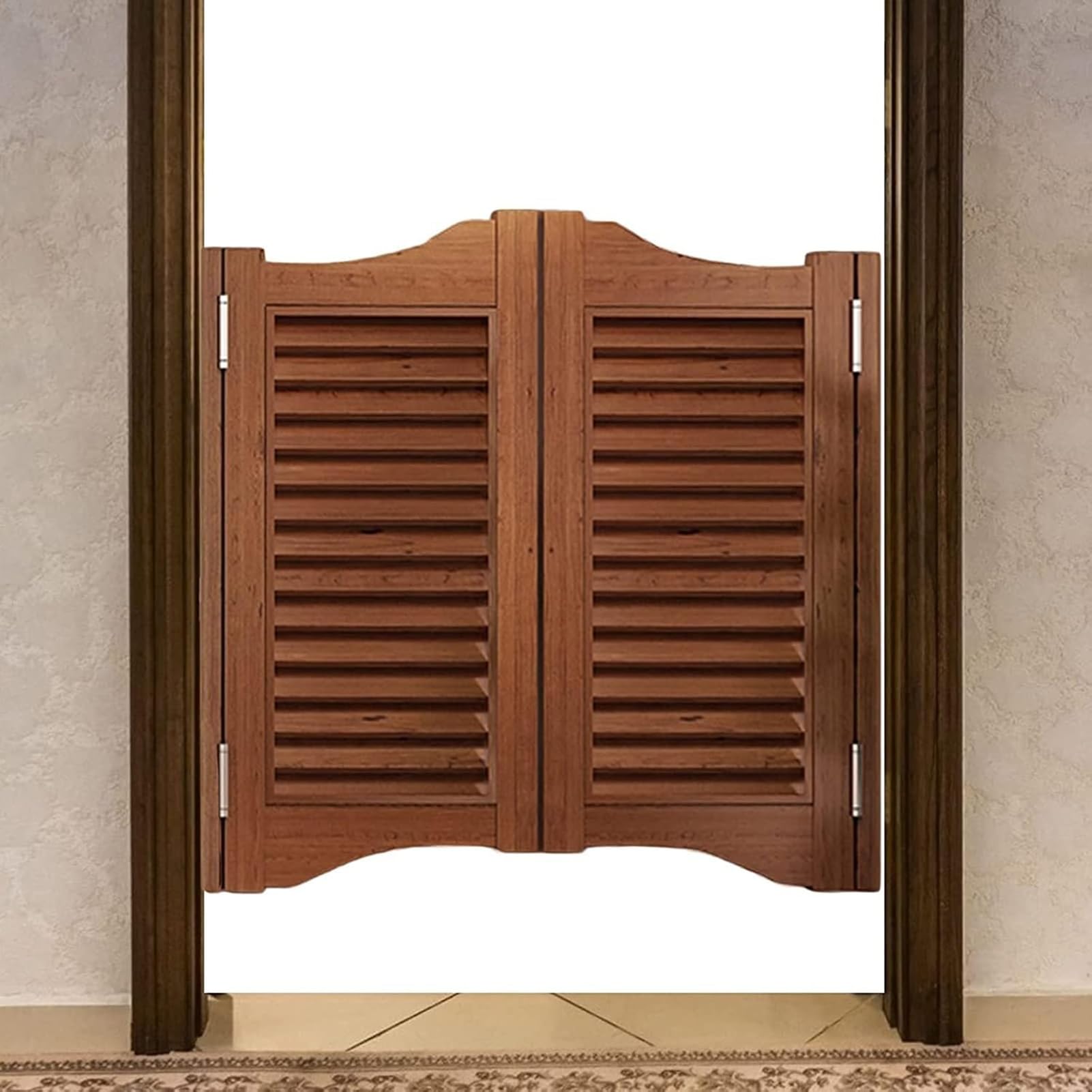 Saloon Porte Battante Portes Battantes en Bois Massif de Style Café Rétro, Porte de Salon à Deux Panneaux Persiennes, Ouverture Dans Les Deux Sens, Demi-portail(W32"(81cm) xH36"(90cm))
