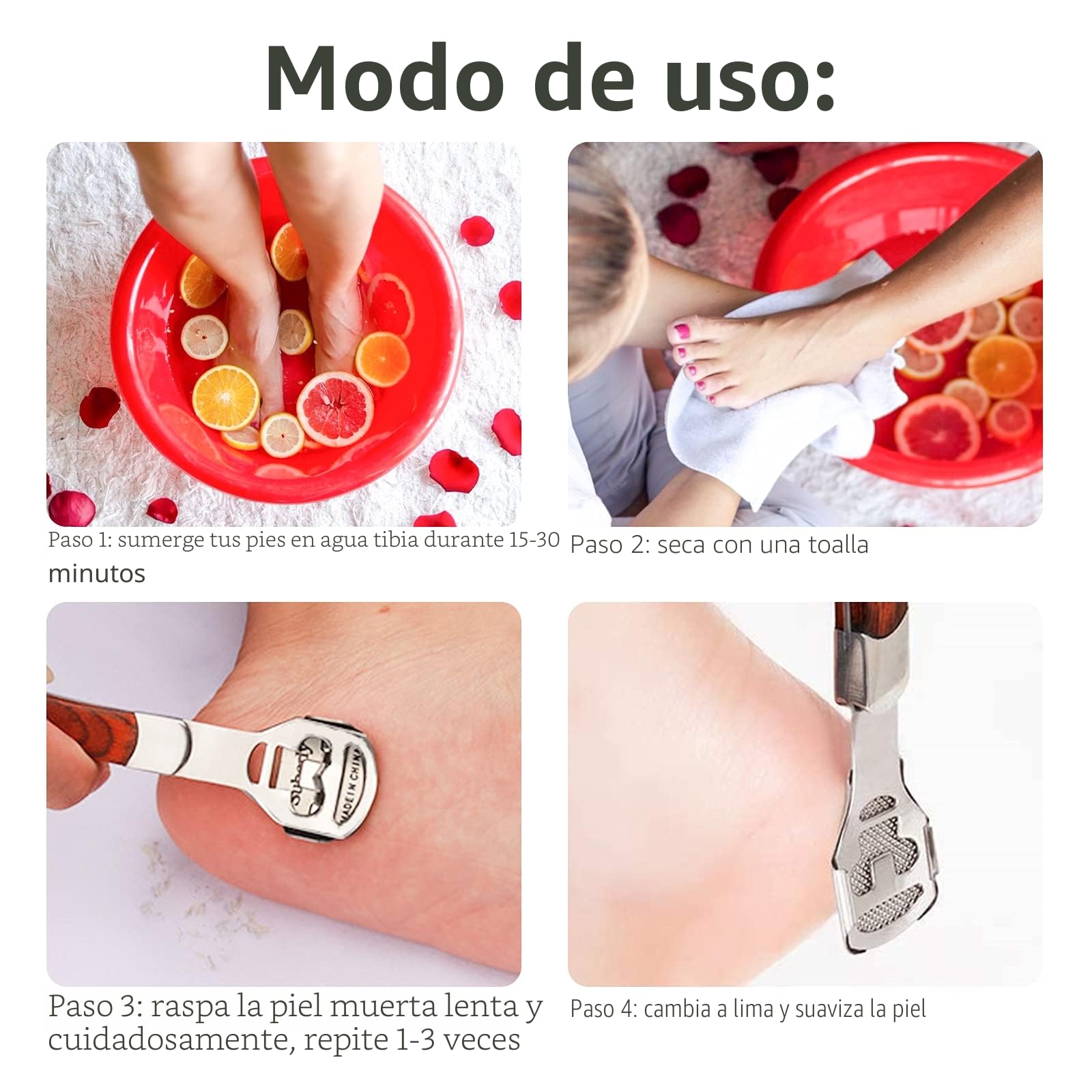 Eliminador Callos y Callosidades, Pedicura y Cuidado de Pies, Lima de callos de acero inoxidable, Raspador de Pies con 10 Cuchillas de Acero Inoxidable para el Cuidado de los Pies en Hogar