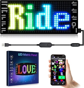 GOTUS LED Sign for Car,Scrolling LED Sign,Flexible, Bluetooth APP,DIY Design Animations,Text, Graffiti 3"x 7"