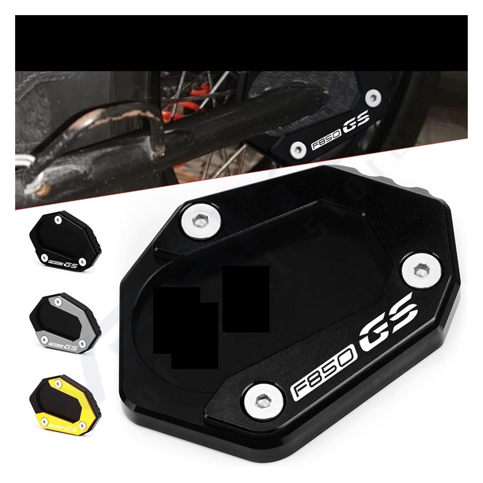 Worldmotop Motorcycle Kickstand Pad For BMW F750GS/F850GS 2021 - CNC Aluminum Extension Plate