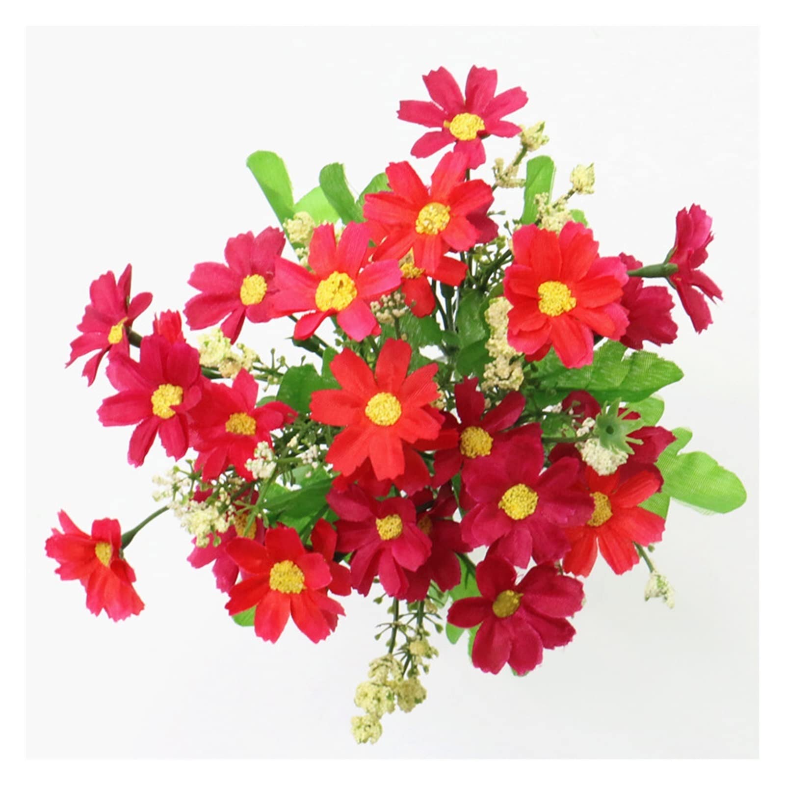 Artificial Flowers One Bouquet 7 Branch 28 Heads Cute Silk Daisy Artificial Decorative Flower DIY Wedding Flower Bouquet Home Room Table Decoration Artificial Flowers with vase (Color : F) (H Q)