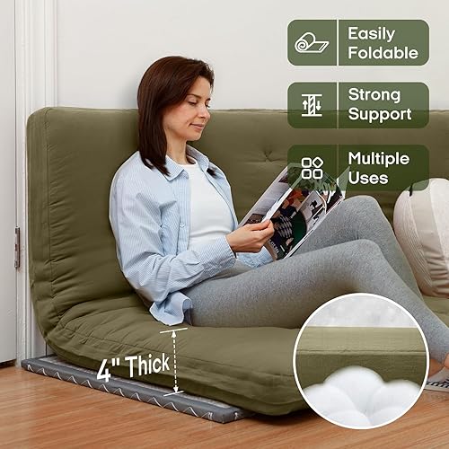 Miniatura 3 de ZonLi Colchón de futón japonés tamaño individual de 75 x 39 pulgadas, funda 100% algodón de 4 pulgadas de grosor, colchón de tatami plegable, tapete