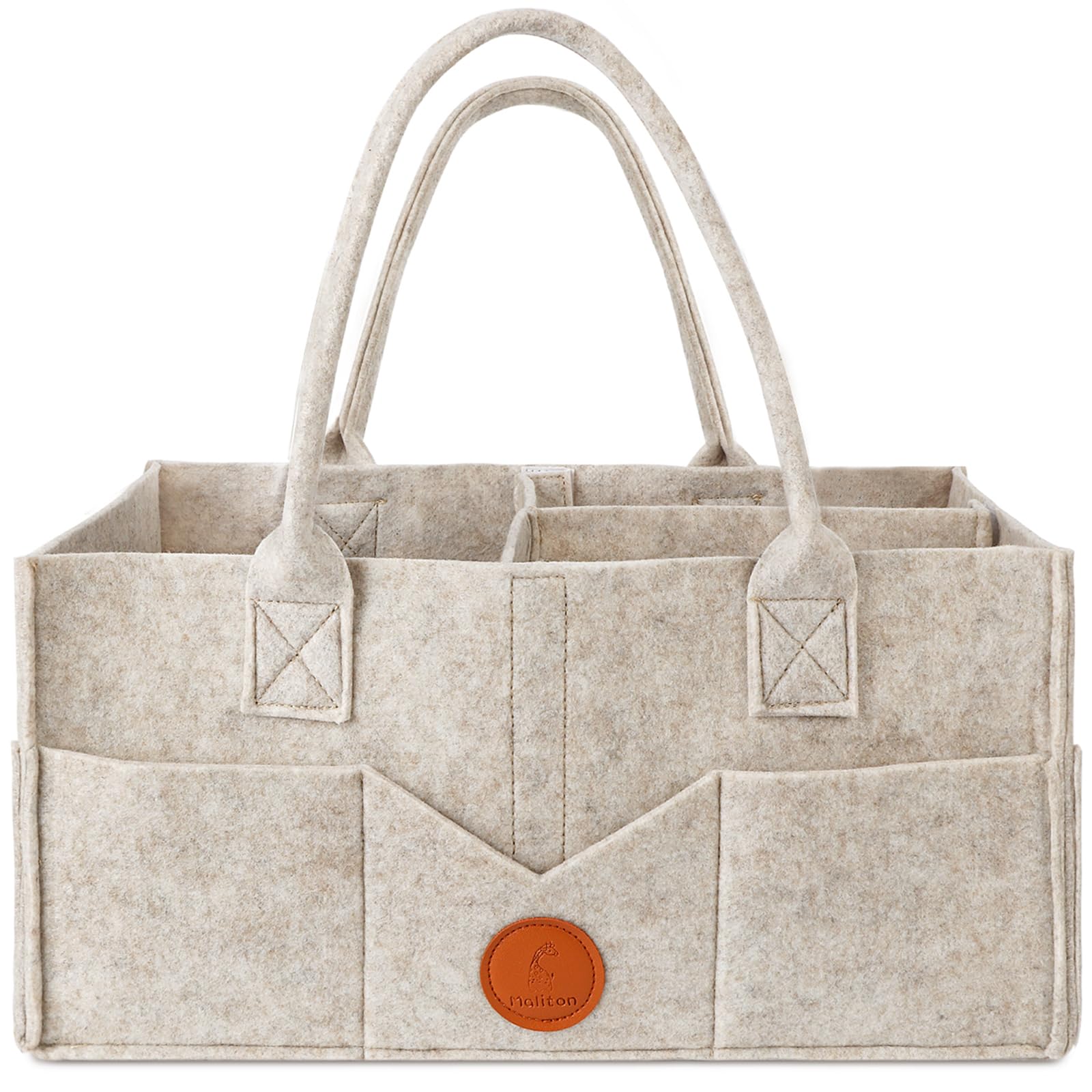 Maliton Baby Diaper Caddy Organizer for Changing Table, Nursery Storage Bin Basket with Handle, Felt Diaper Organizer Suitable for Indoor Outdoor (Khaki)Maliton Baby Diaper Caddy Organizer for Changing T…