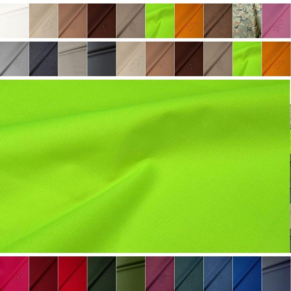 Fabrics-City Neonowo-żółto-zielony, towar sprzedawany na metry, materiał nylonowy, odporny na działanie wody, Cordura, lekki, 200 g/m², do użytku na zewnątrz, plecaków, namiotów, kurtek, DIY, na