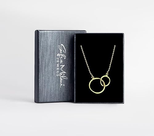 Collier Femme SOFIA MILANI - Argent 925 Plaqué Rhodium, Zircon, Pendentif Cercles, Boîte Cadeau