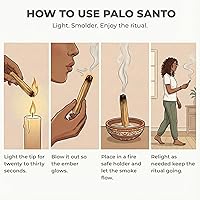 Vista 5 de Palo Santo Sticks from Peru 20 Sticks, Large Pack - 100% Natural Spiritual Cleansing Palo Santo Smudge Sticks, Sustainably Hand Picked