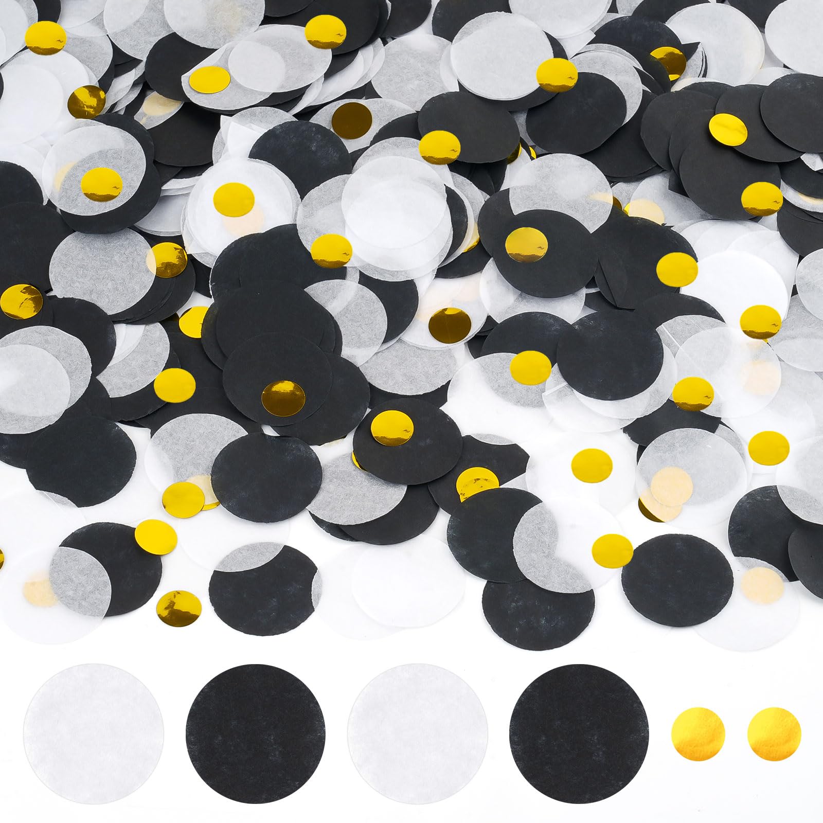 Konfetti 6000 Stück, Rund Konfetti Geburtstag Hochzeit Streudeko Papier Confetti für Geburtstag Hochzeit Party Dekoration (Schwarz Soirée, 2.5cm)