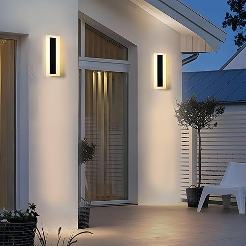 Miniatura 9 de LamQee Lámpara de pared moderna para exteriores para casa, luces lineales de porche y patio, tira larga LED, lámpara de montaje en pared, lámpara