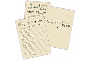 Family Feud Baby Shower Game: Minimalistic Cream-Colored Double-Sided Fill-In Game