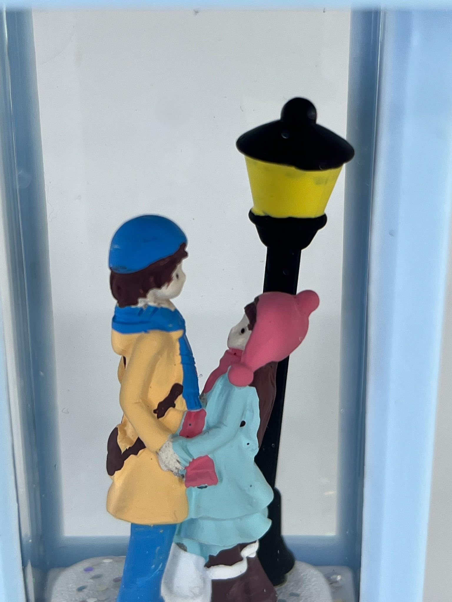 Romantik Kış Masalı Işıklı Kar Küresi - Sevgililer Mavi