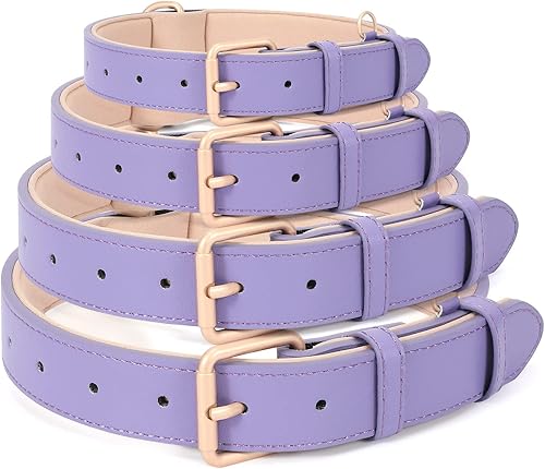 Miniatura 8 de WHIPPY Collar de cuero para perro pequeño, mediano y grande, ajustable, suave, transpirable, acolchado, de cuero con hebilla de aleación, resistente