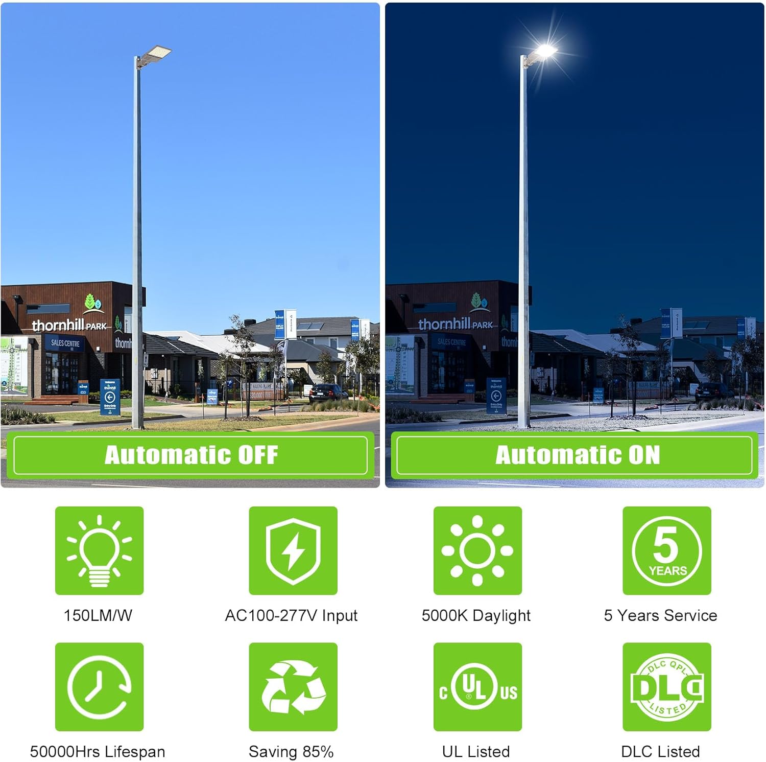 200W LED Parking Lot Light with Photocell UL DLC Listed 30000LM Commercial LED Shoebox Pole Lights Arm Mount Flood Lights Dusk to Dawn IP65 Outdoor Area Sport Court Street Road Lighting AC 100-277V