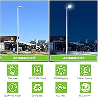 Vista 2 de Luz LED de estacionamiento de 200 W con fotocélula UL DLC Listado 30000LM comercial LED Shoebox Pole Lights Brazo Mount Luces de inundación
