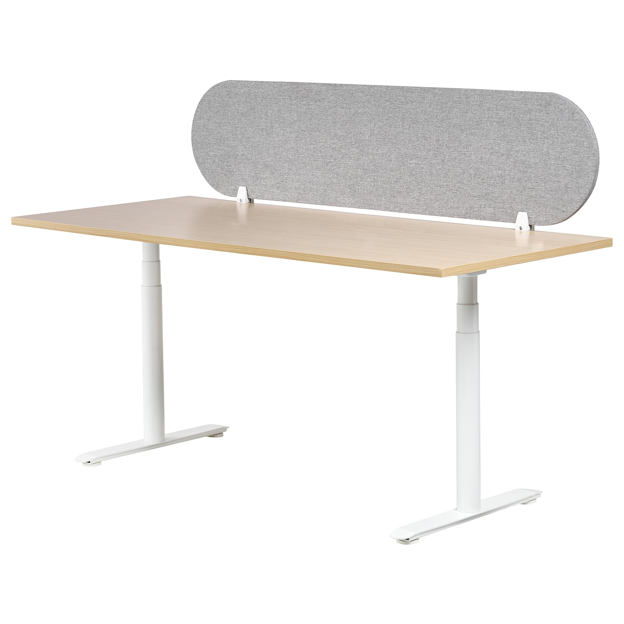 Beliani Séparateur de Bureau en Pet Acoustique Recouvert de Tissu 160 x 40 cm Gris Clair Sparky