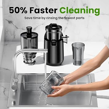 Cold Press Juicer, Amumu Slow Masticating Machines with 5.3 Extra Large Feed Chute Fit Whole Fruits Vegetables Easy Clean Self Feeding BPA Free 250W