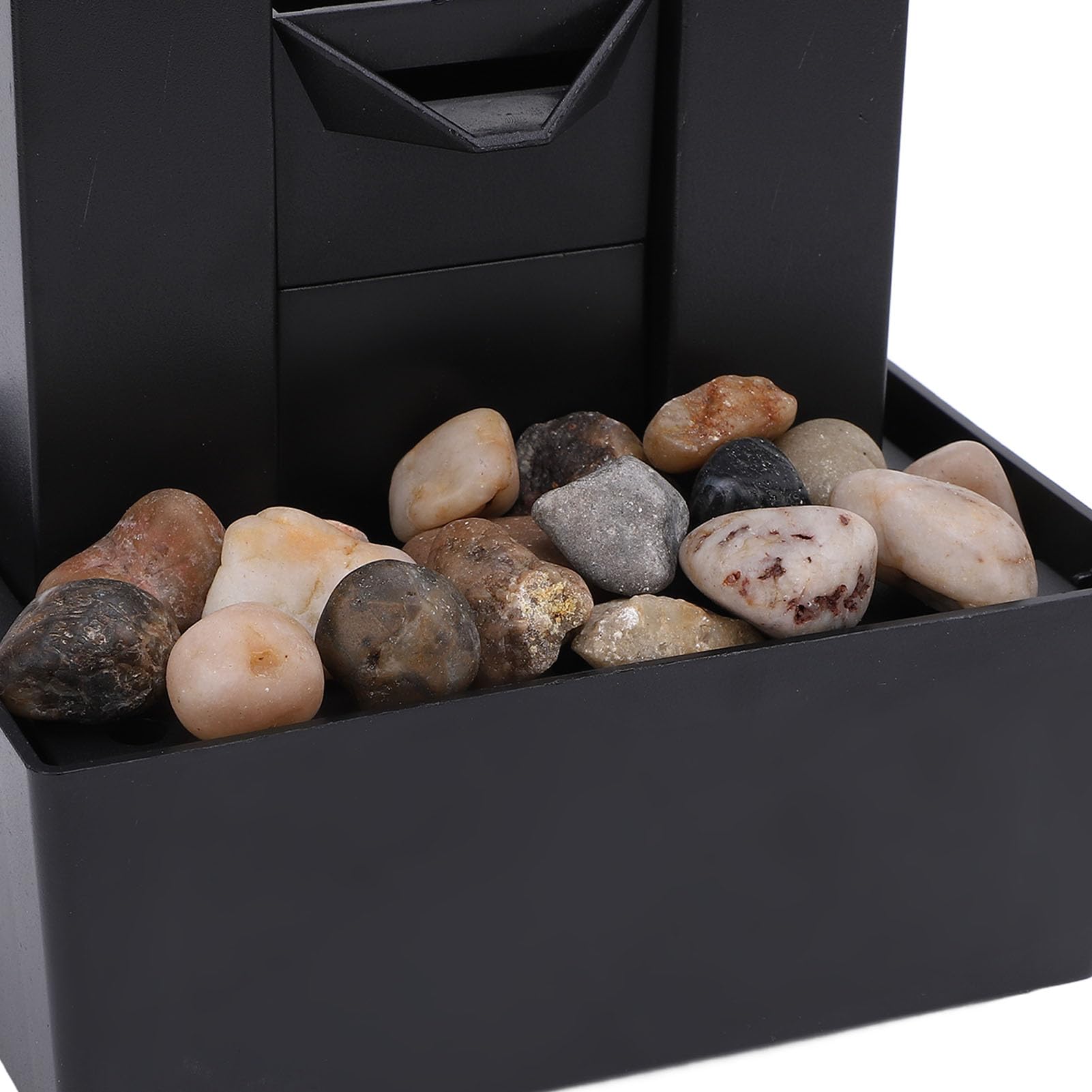Generic Fuente Decorativa para Interiores, Fuente de Agua de Mesa con Luz LED y Guijarros Pulidos, para el Hogar, Oficina, Sala de Estar y Dormitorio