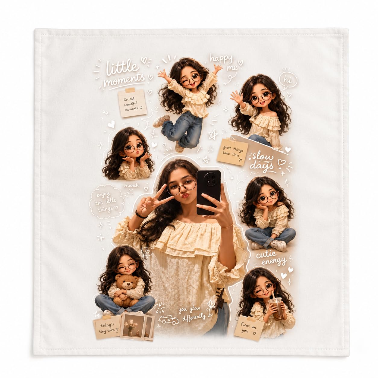 Personalized Little Moments Girl Selfie Collage Handkerchief-image-31