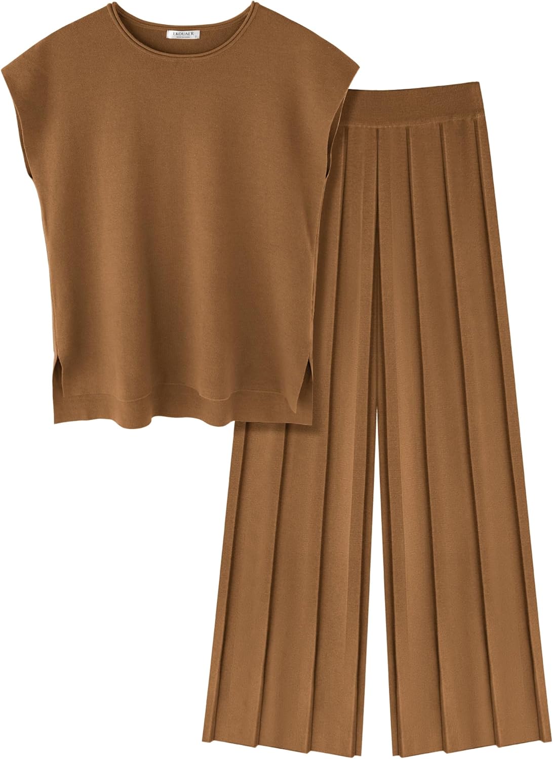 Ekouaer Women Knit Two-Piece Lounge Set