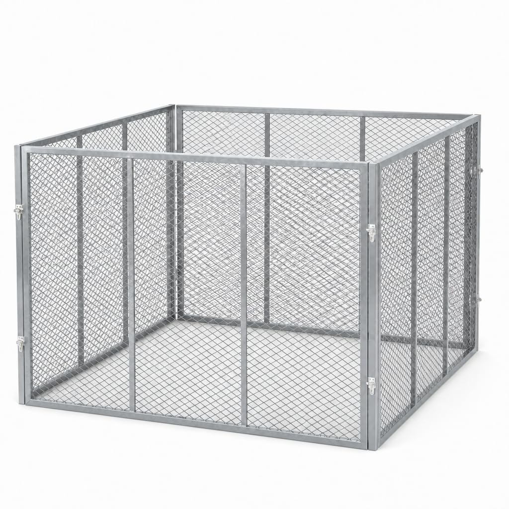 Garten Komposter Metall | 100 x 100 x 75 cm | 750 Liter Metallkomposter verzinkt | Gartenkomposter zur Erstellung von Kompost mit Gartenabfällen (Silber)