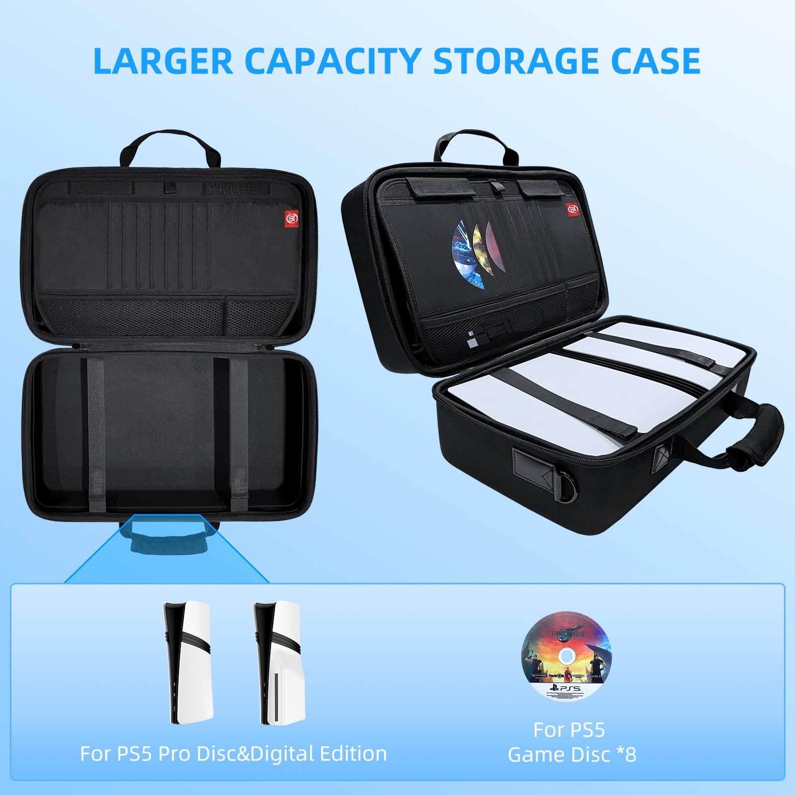 Generico Custodia da trasporto Borsa portatile antiurto Custodia protettiva da viaggio Grande capacità per PS5 pro Borsa a tracolla Console Controller Accessori