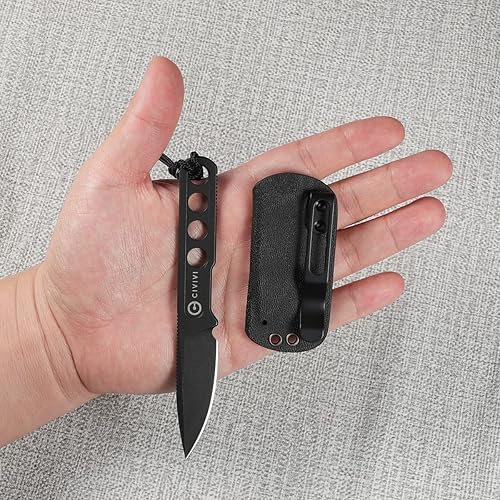 Miniatura 9 de CIVIVI Circulus - Cuchillo de hoja fija 196 pulgadas borde de corte lavado a la piedra acero 10Cr15CoMoV con una funda Kydex negra un cordón de