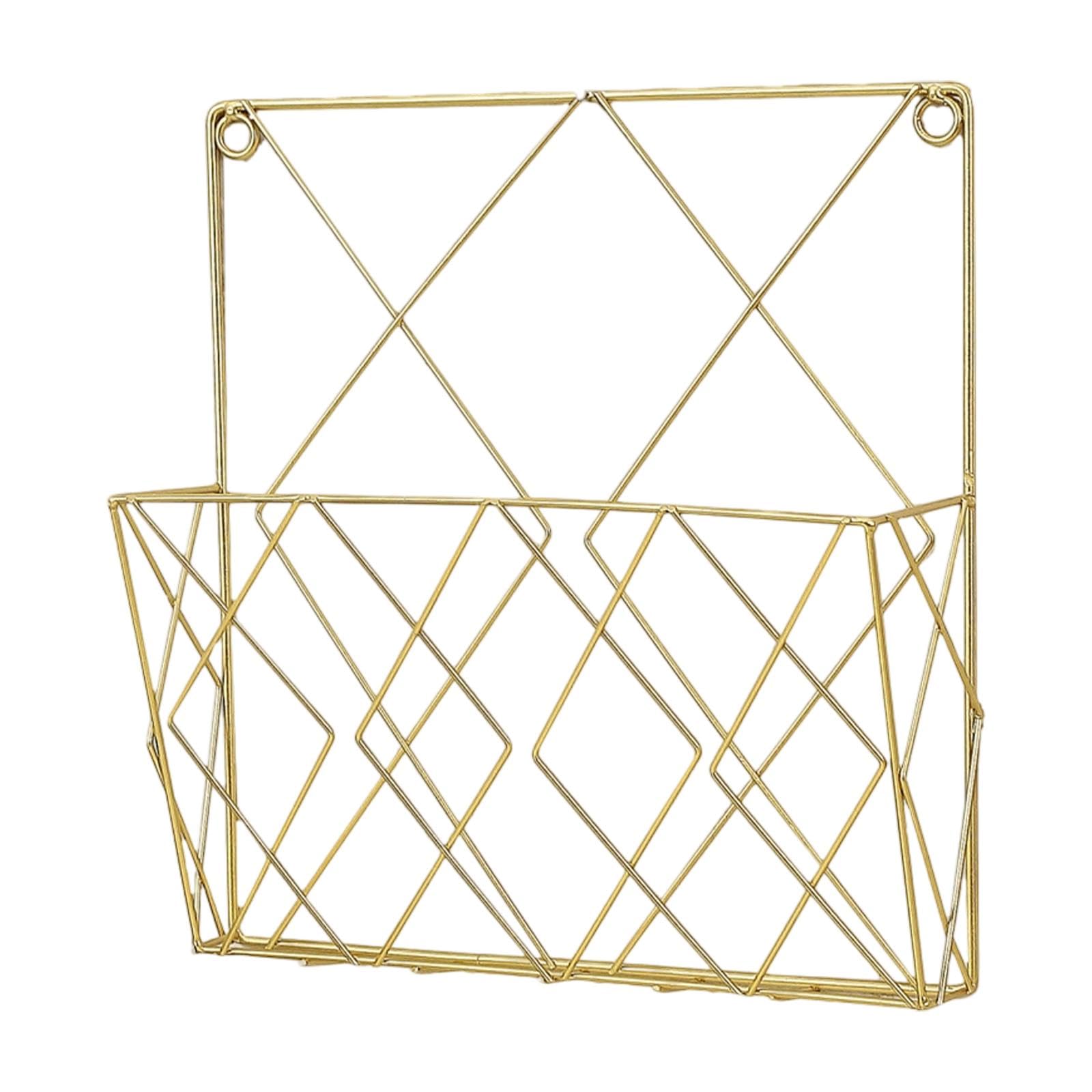 Revistero de pared de metal dorado YindiMister para organizar periódicos en el salón