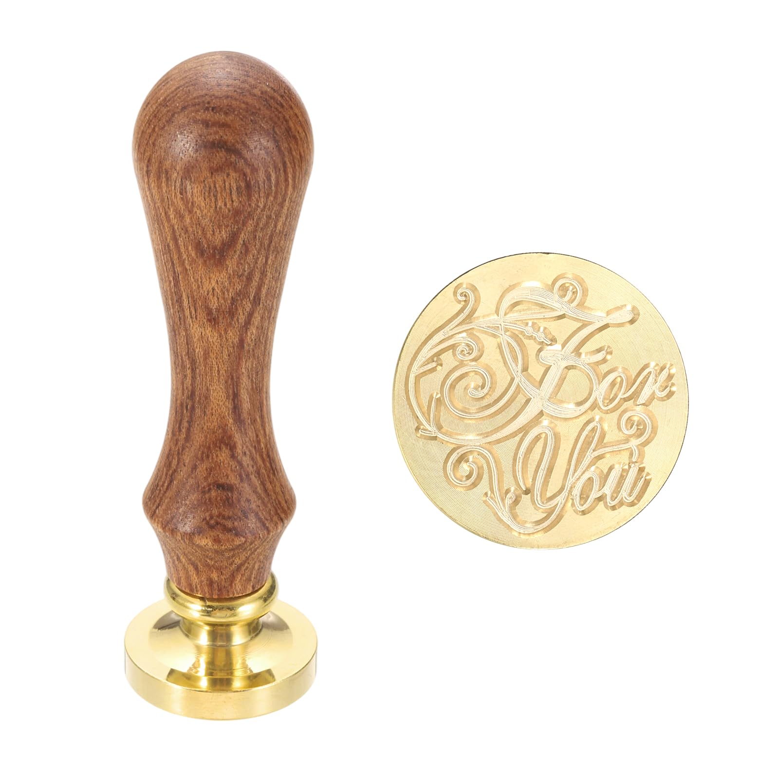 sourcing map Vintage Wax Seal Stamp, 25mm Blessings Brass Head and Wooden Handle Stamps for Personalized Halloween Christmas Wedding Cards Gift Envelopes Invitation Sealing, for You — image 1
