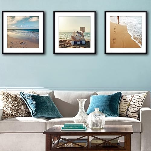 Vista 127 de Yaetm Portarretratos de 12 x 12 pulgadas con paspartú para fotos de 8 x 8 pulgadas, juego de 9 marcos cuadrados de 12 x 12 pulgadas, marco blanco