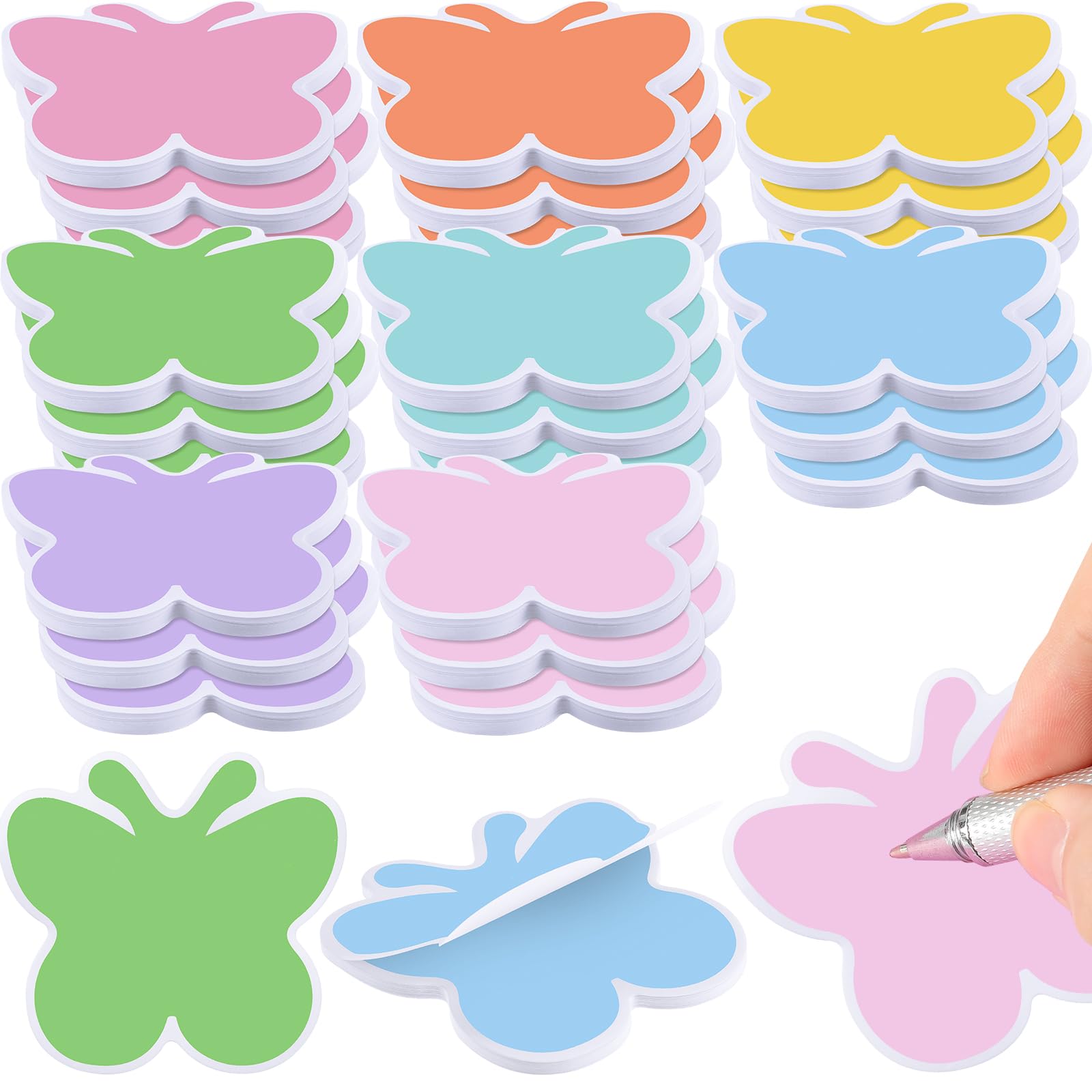 Photo 1 of 24 Pack Spring Themed Sticky Notes Butterfly Notepads Colorful Self Adhesive Memo Pad for Office Classroom Bulletin Board Decoration Spring Party Favors Holiday Gift Goodies Bag Basket Fillers