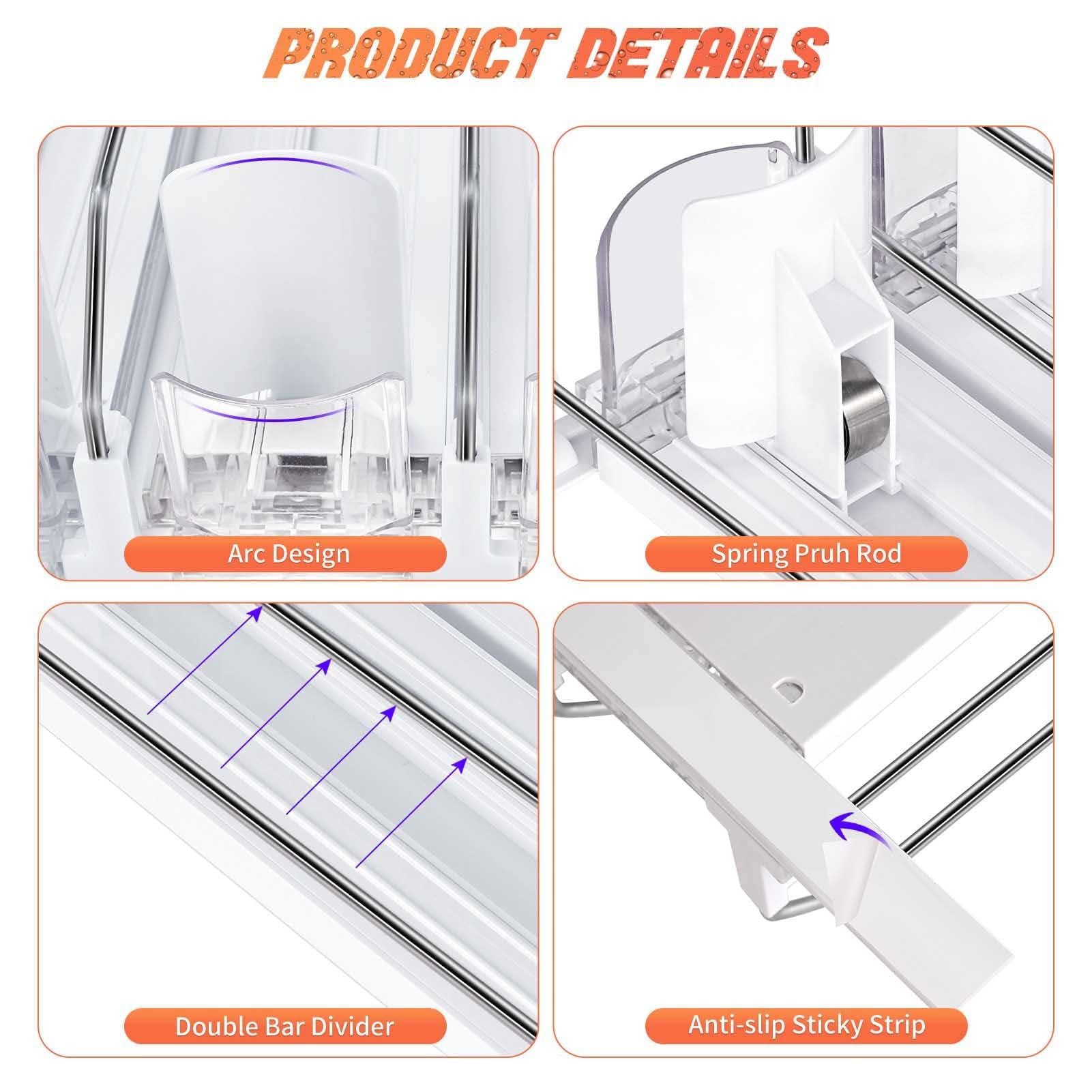Organizador De Bebidas Para Nevera De 38 Cm Deslizamiento Automático De Empujador, Dispensador De Soda De Ancho Ajustable Para Refrigerador(Negro)