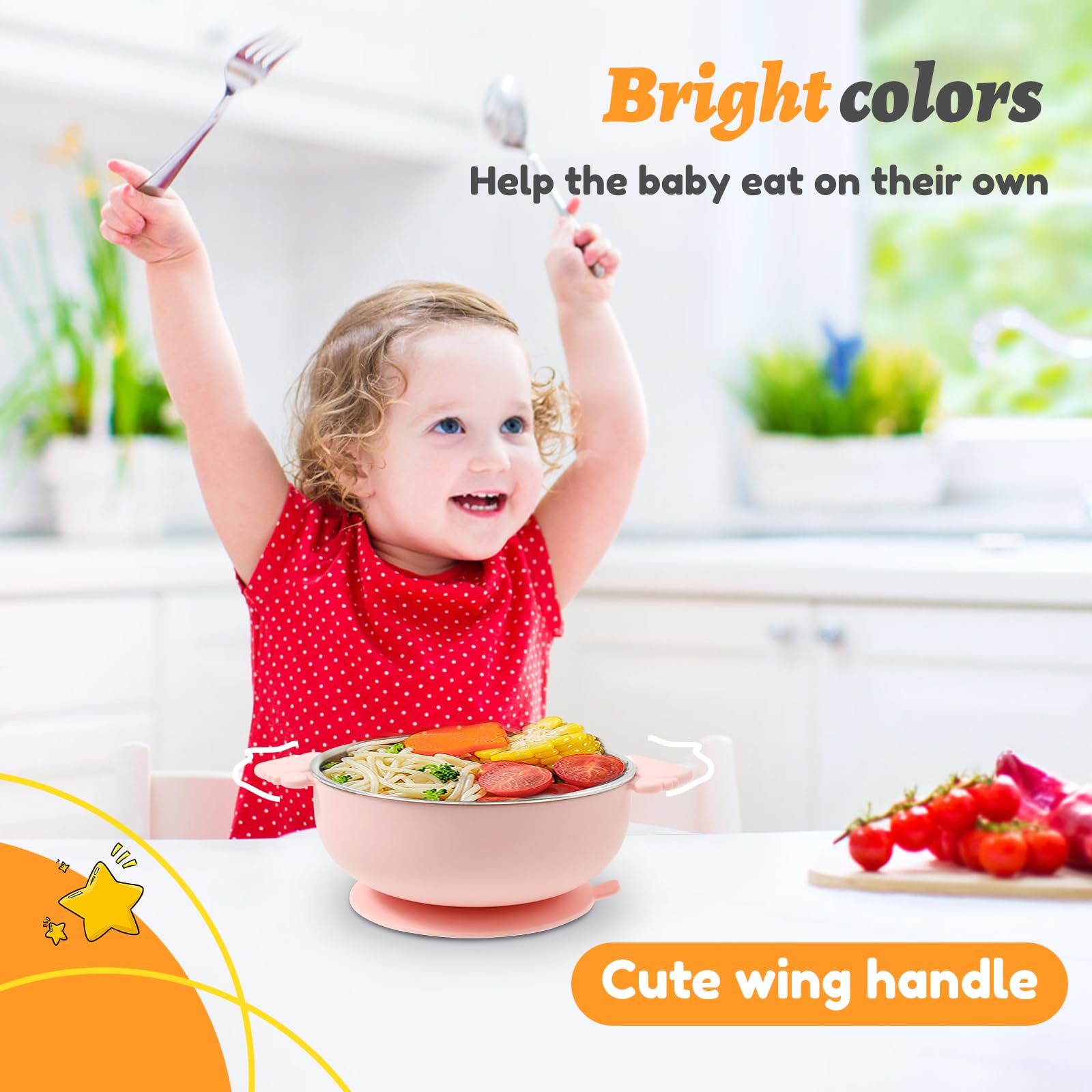 TNTGMG Baby Schalen Set - 2x 300ml Edelstahl Mit Silikon Sauger & Deckel