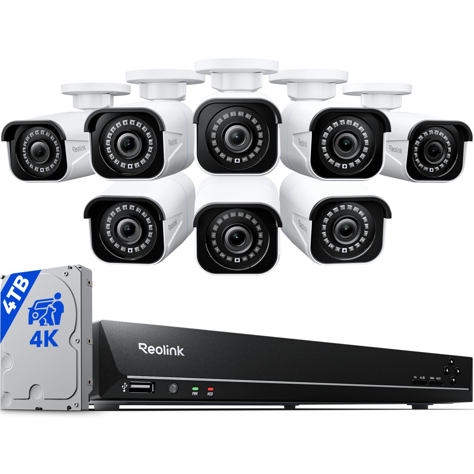 Reolink 4K 16CH Kit Videosurveillance PoE Extérieure, RLK16-800B8