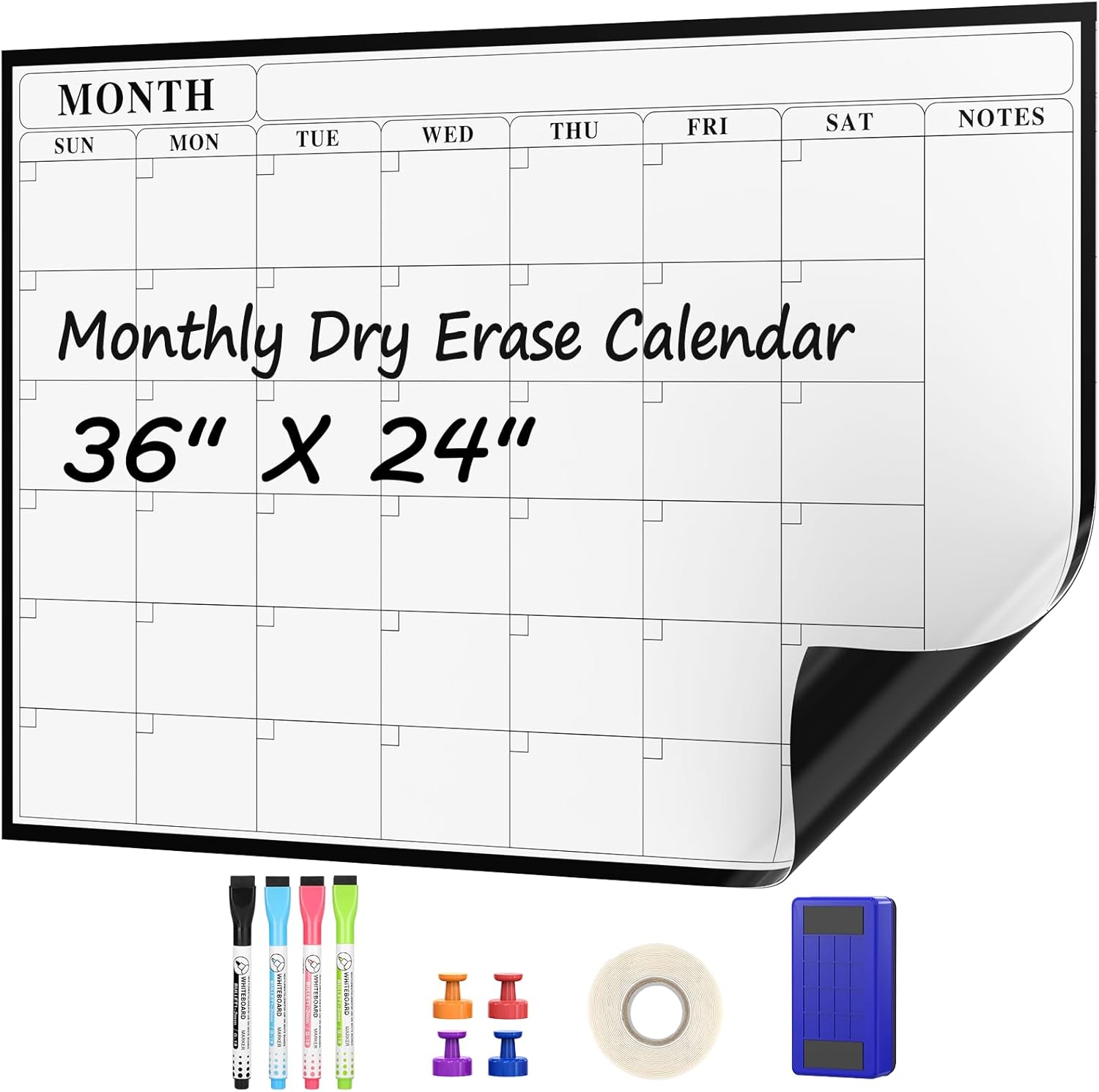 MaxGear White Board 36"x24" Monthly Dry Erase Board Dry