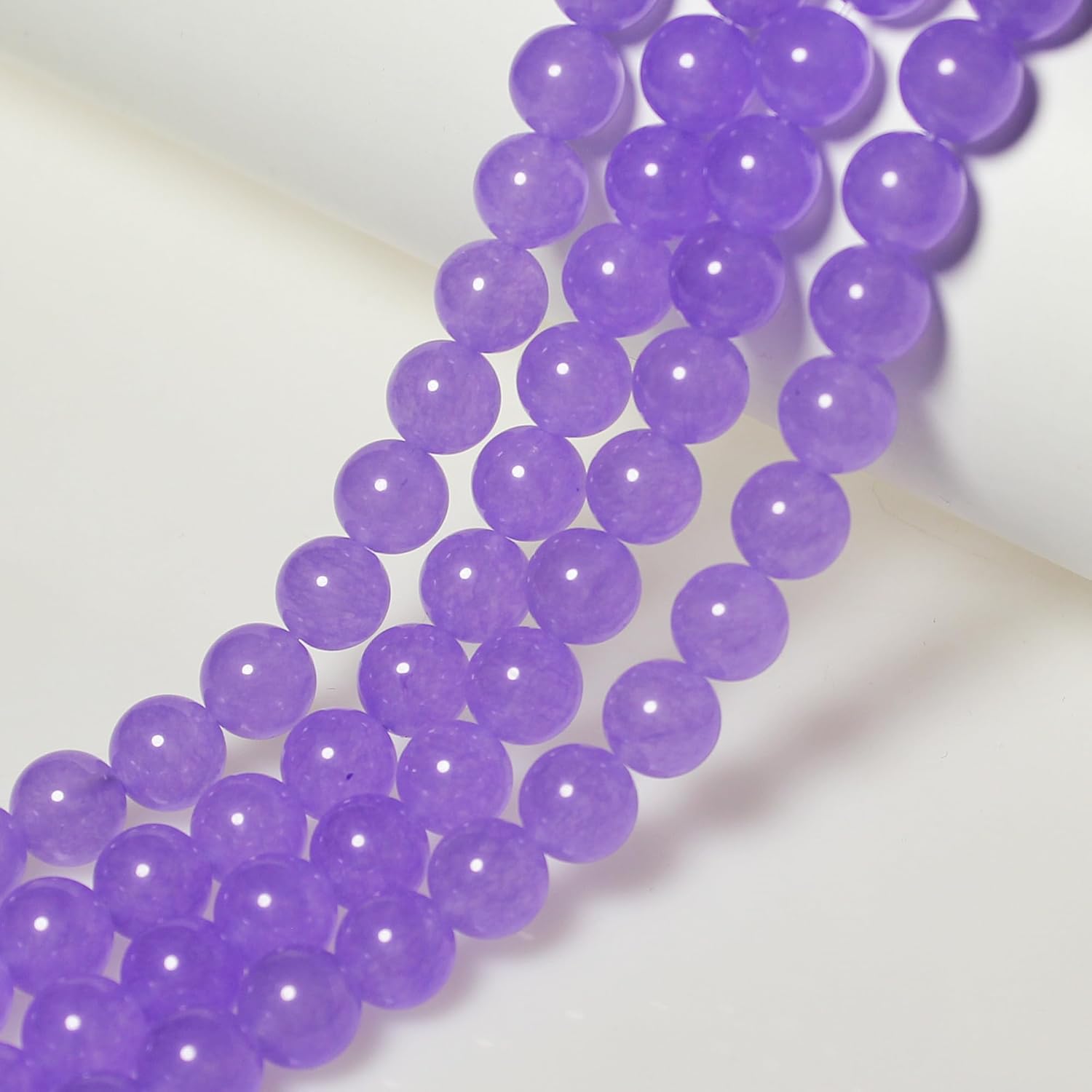 MJDCB Stone Beads 8mm 43pcs Round Lavender Purple Jade Loose Gemstone Bead Charms for Jewelry Making Bracelet Necklace Earring Pendant - Image 6