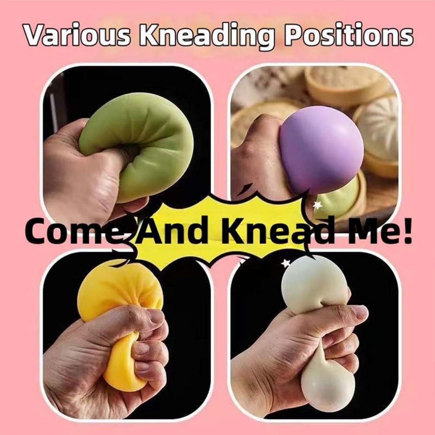 4PCS Glitter Dumpling, Dumpling Squishy, Rainbow Dumplings,, Soft Squeeze Decompression Dough — view 6