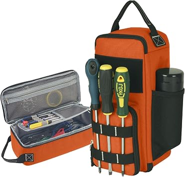 12.6" Heavy Duty Small Tool Bag Pouch for Men with Multiple Pockets,Orange
