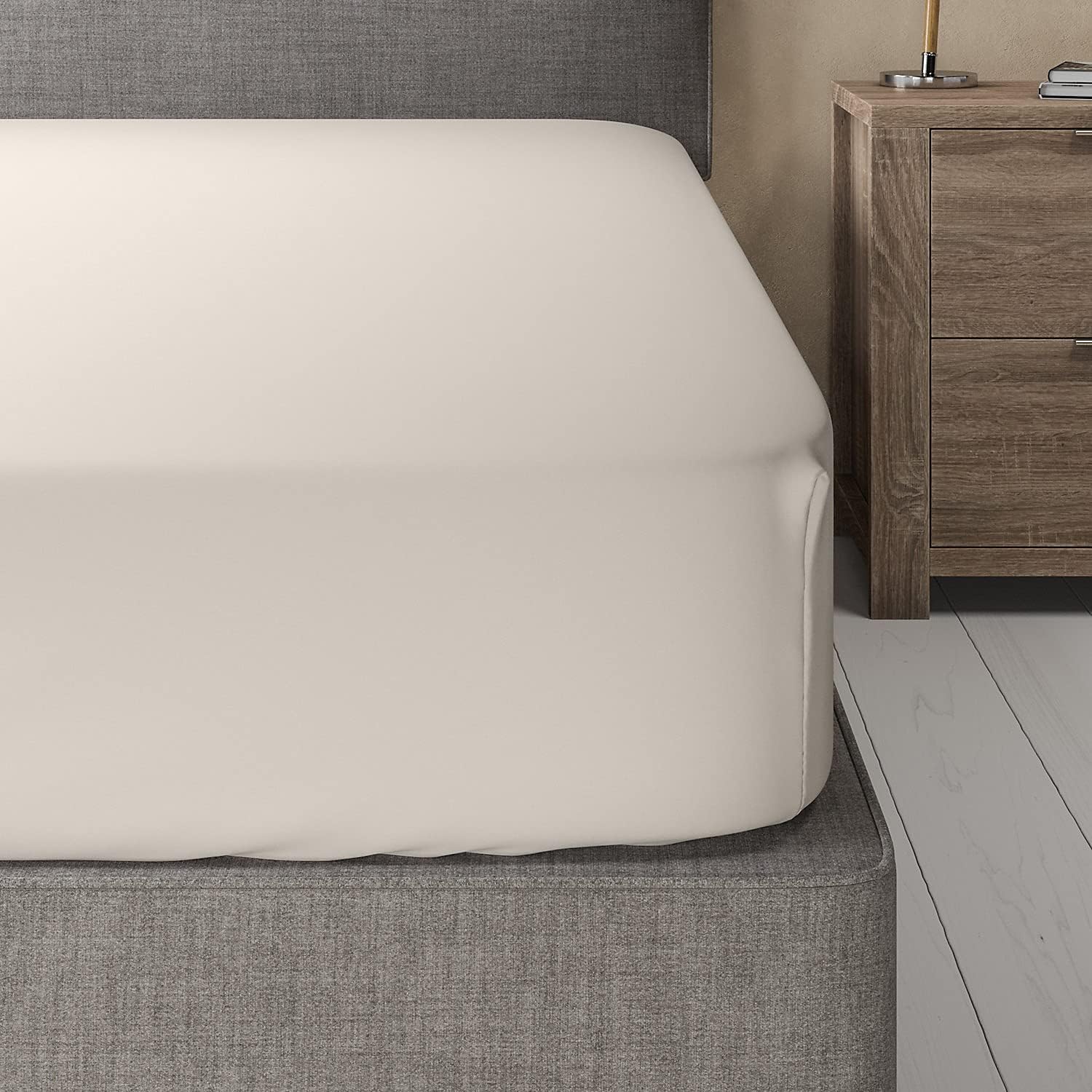Viscose from Bamboo-Cotton Blended Fitted Sheet Only (King, Solid Teal) Silky Soft 16-Inch Deep Pocket Bottom Sheet