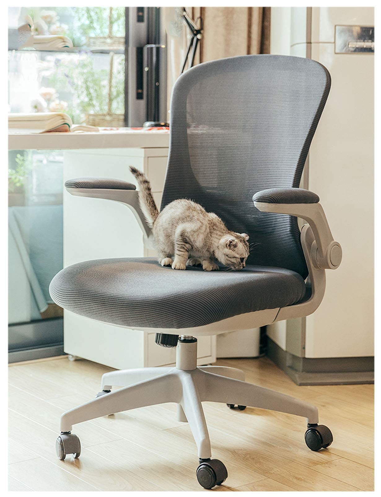 Ergonomiczne krzesło z siatki z przyjazną dla skóry siateczką, odchylane ramiona, idealne dla dziewcząt, kobiet, dorosłych, do biura lub gabinetu