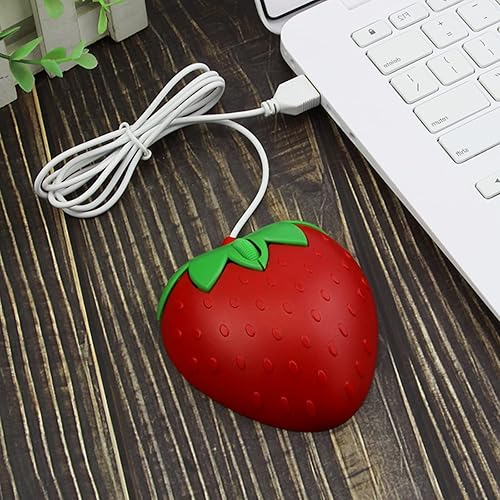 Miniatura 6 de YOCUNKER Ratón con cable en forma de fresa con cable de 3 botones 1200DPI USB óptico para computadora portátil con cable de 4.4 pies para laptop,