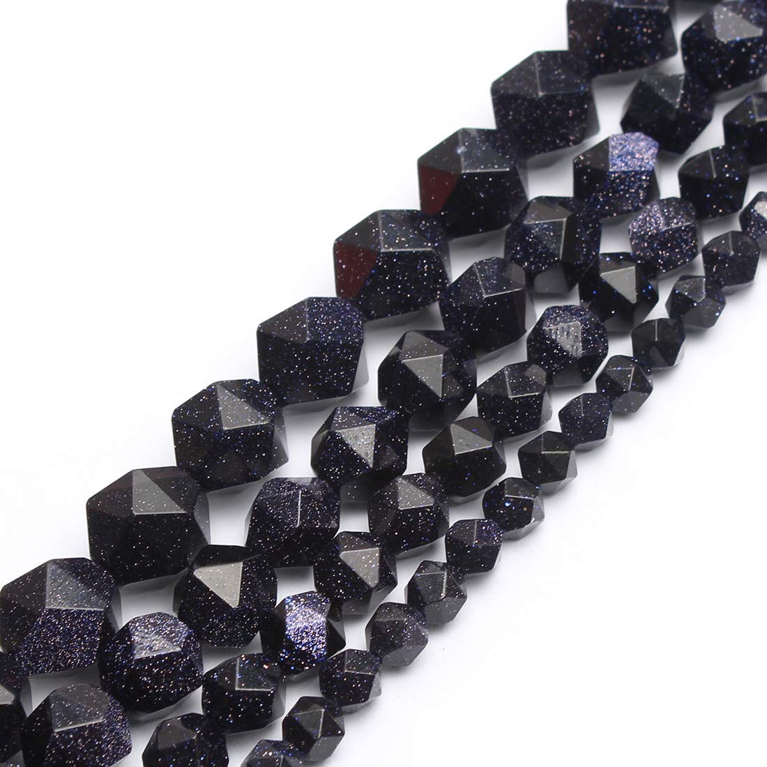 Song Xi 8mm Faceted Blue Sandstone Beads Natural Stone Beads for Jewelry Making