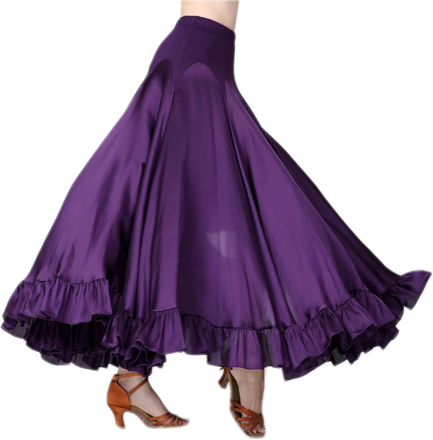 CISMARK Long Modern Flamenco Waltz Standard Ballroom Dance Fancy Training Skirt - Image 2