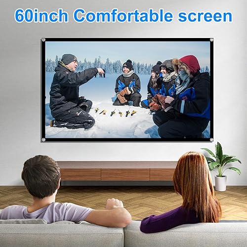 Miniatura 8 de Pantalla de proyector de 60 pulgadas, pantalla de proyección portátil OKEDUO 4K 169 HD, antiarrugas, para interiores y exteriores, instalación