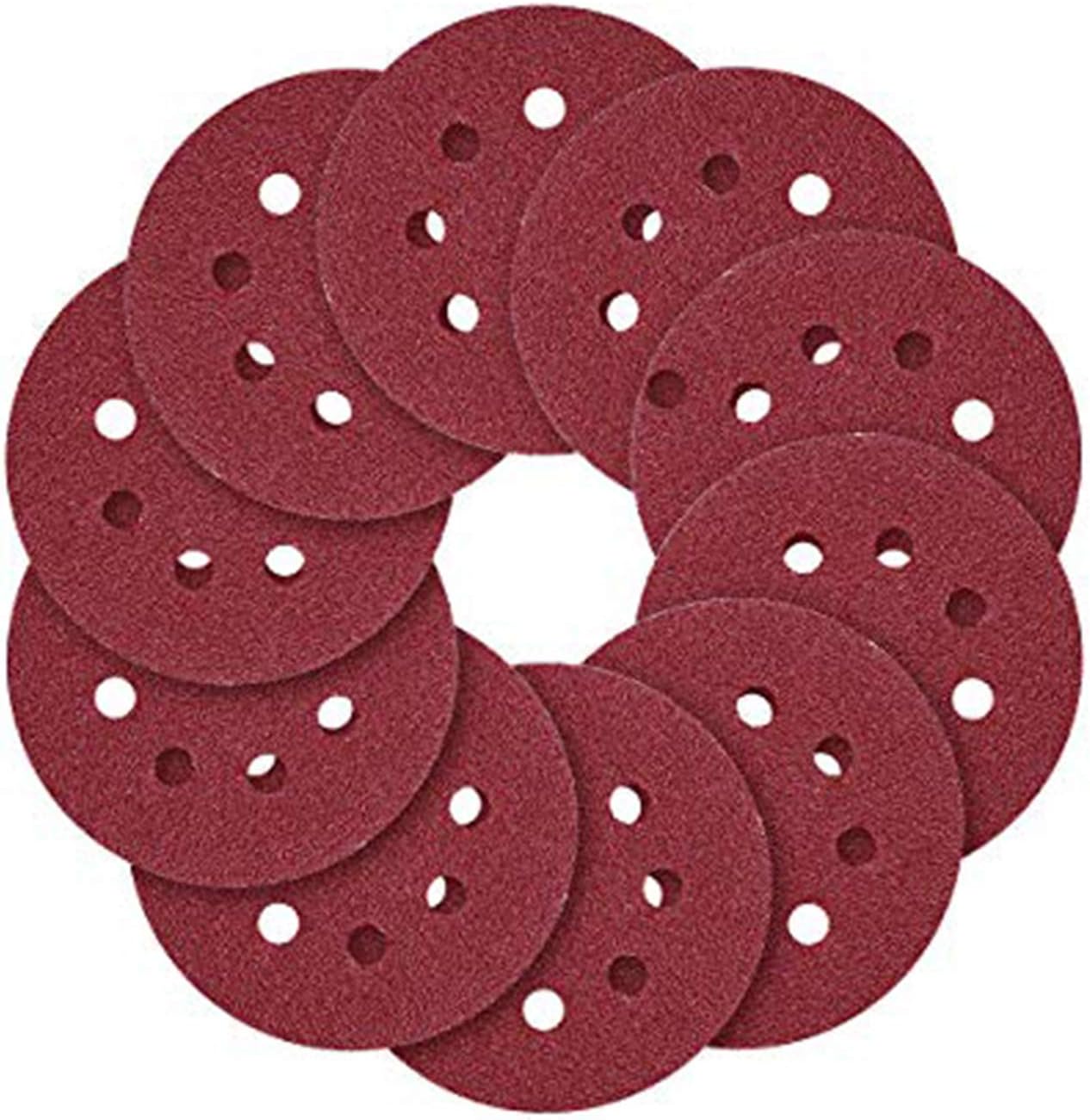 Miady 5-Inch 8-Hole Hook and Loop Sanding Discs, 40/80/120/240/320/600/800 Assorted Grits Sandpaper - Pack of 70