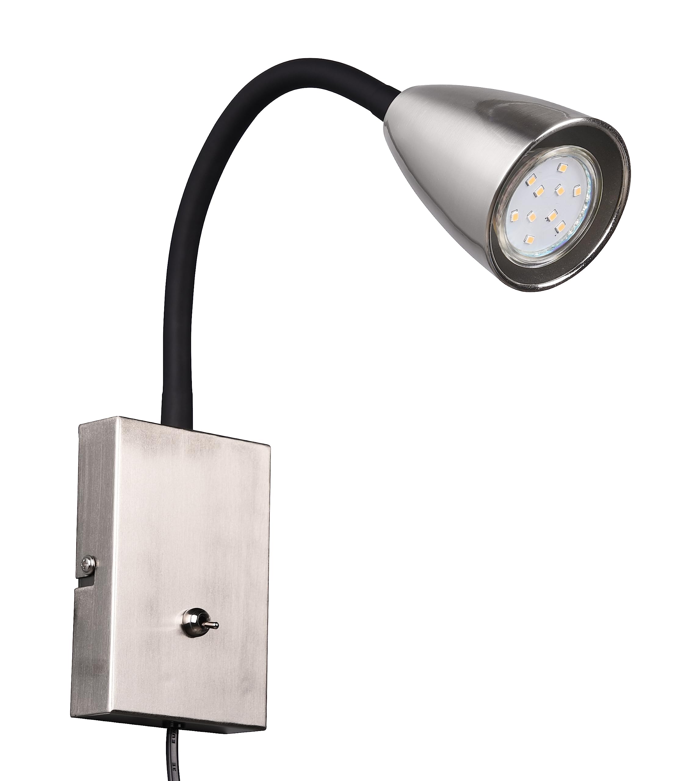 TRIO, Wall Light, Wanda 1xGU10, max.10,0 W Body: Metal, Nickel matt L:8.5 cm, H:23.5 cm, D:22 cm Switch,Flexible,Wall Mounted,IP20,Without Illuminant,FLEXConnect