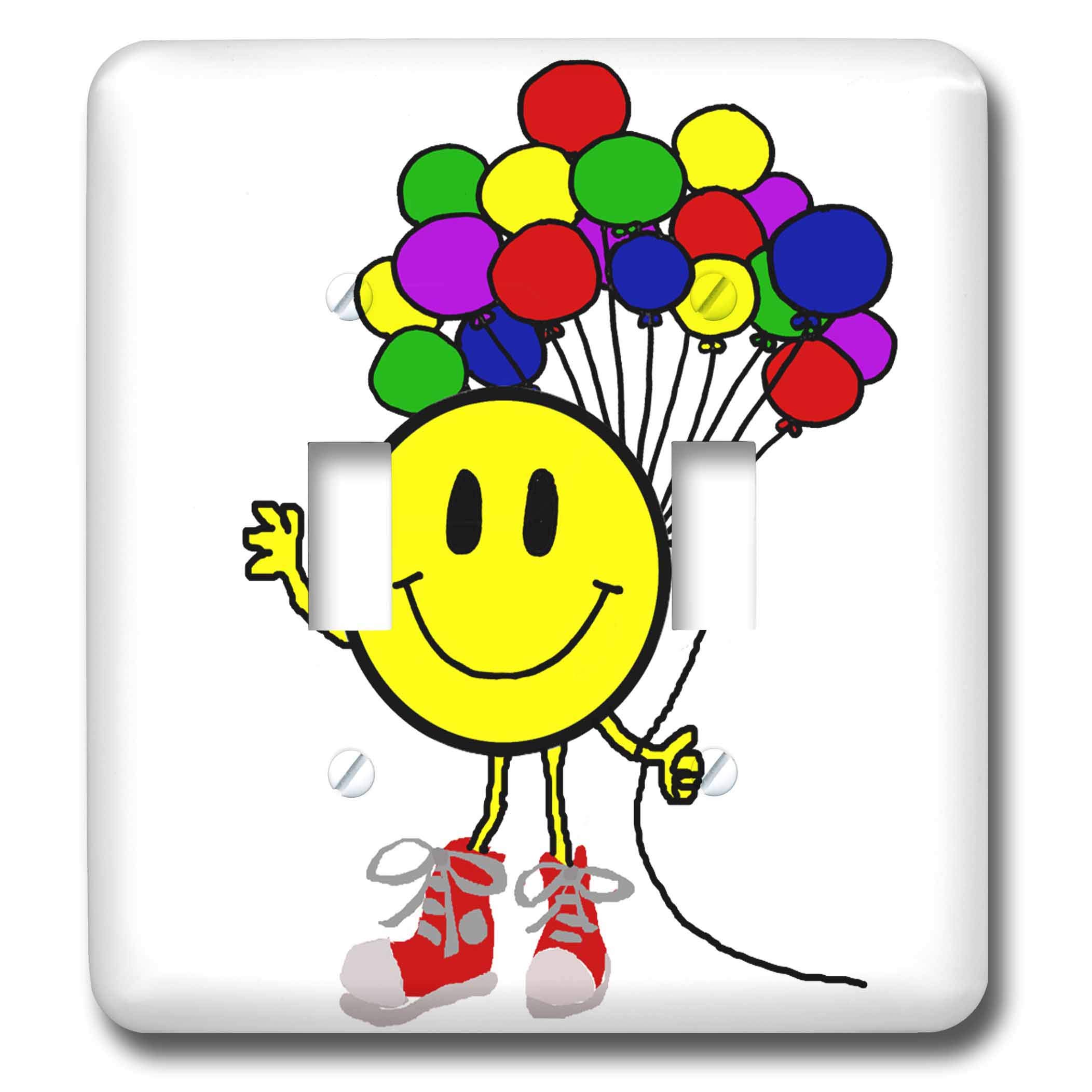 Cubierta para interruptor de luz con diseño de cara sonriente y globos animados 3dRose