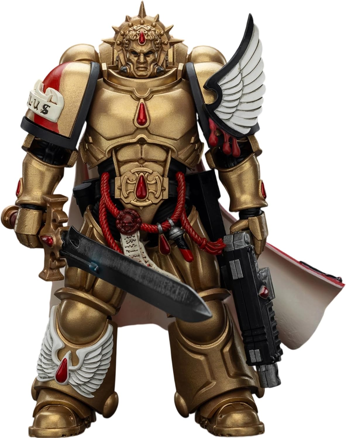 JOYTOY Blood Angels Captain Warhammer 40K 1/18 Action Figures Blood Angels Captain with Heavy Bolt Pistol Power Sword Collectible Model 4.9Inch Birthday Gifts Pre-Order in Sep.
